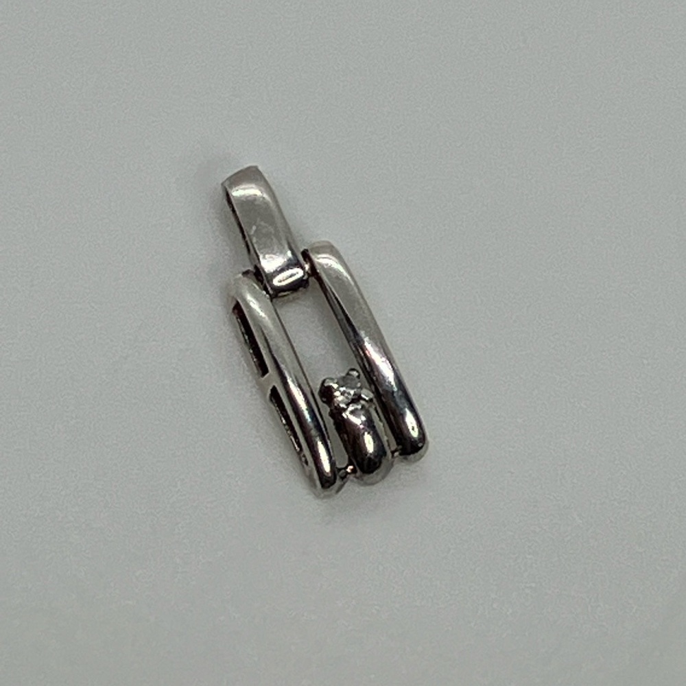 Vtg 925 Sterling Silver Geometric Minimalist Diamond Hinged Bale Pendant
